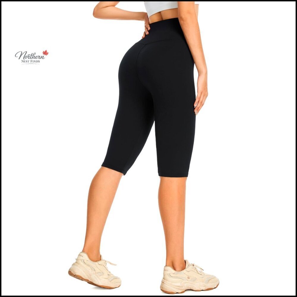 Knee Length Capri Leggings, High Waisted Yoga Pants, Workout Running Biker